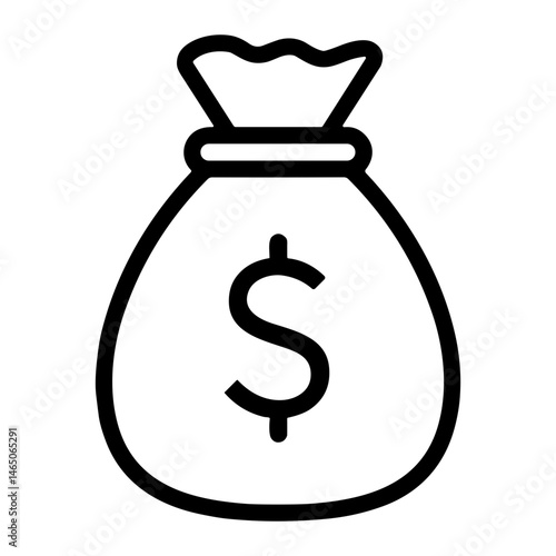 Money bag outline icon against a transparent background  