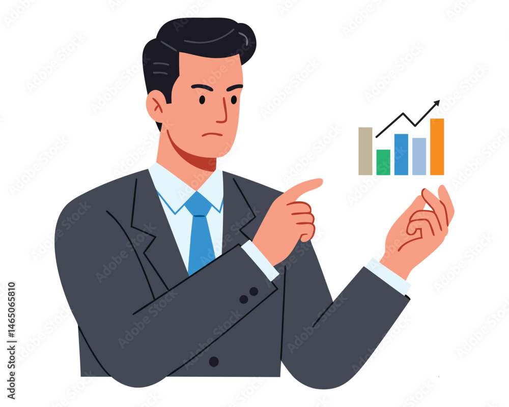 Professional Businessman Analyzing Data Trends with Graphs in Modern Office Setting Professional Businessman Analyzing Data Trends with Graphs in Modern Office Setting