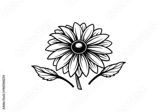 Silhouette of Black-eyed Susan flower isolated on a white background