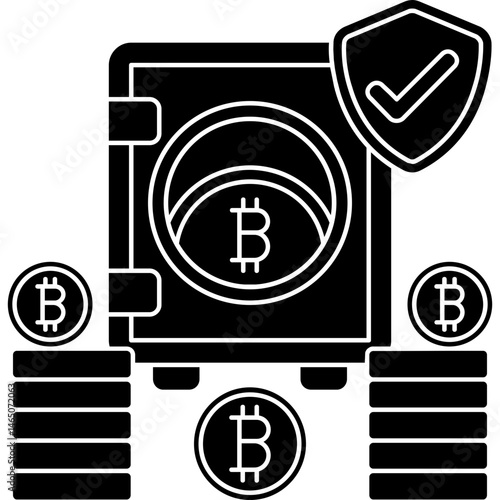 Secure Bitcoin Safebox Icon � Protected Crypto Storage for Digital Assets