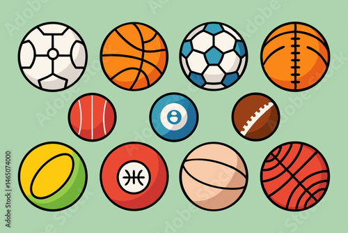 Collection of Various Sport Balls Icons Illustration