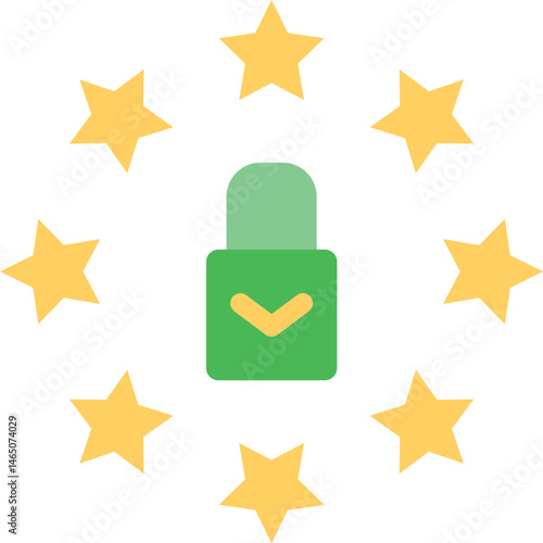 security icon with stars surrounding a padlock