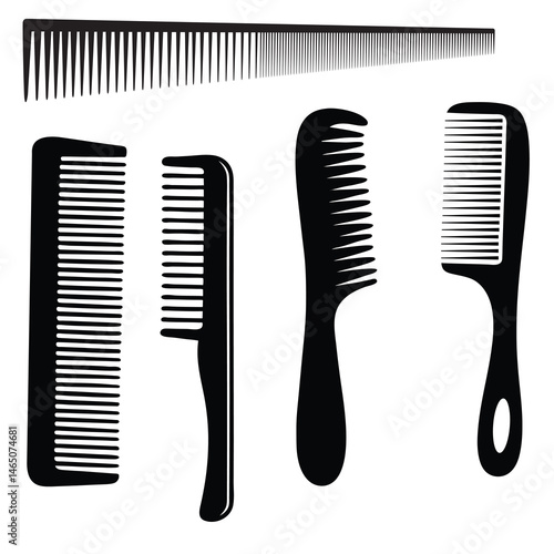 Black comb set of hairdresser equipment features a comb hairbrush and scissors essential tools for hair care and styling in a beauty salon