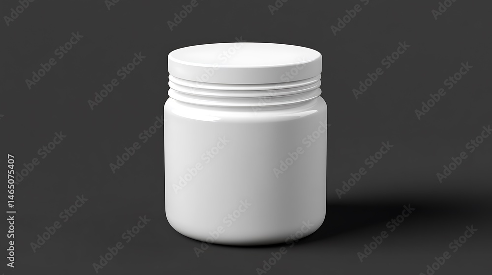 White Plastic Jar Container Mockup on Dark Background White Plastic Jar Container Mockup on Dark Background