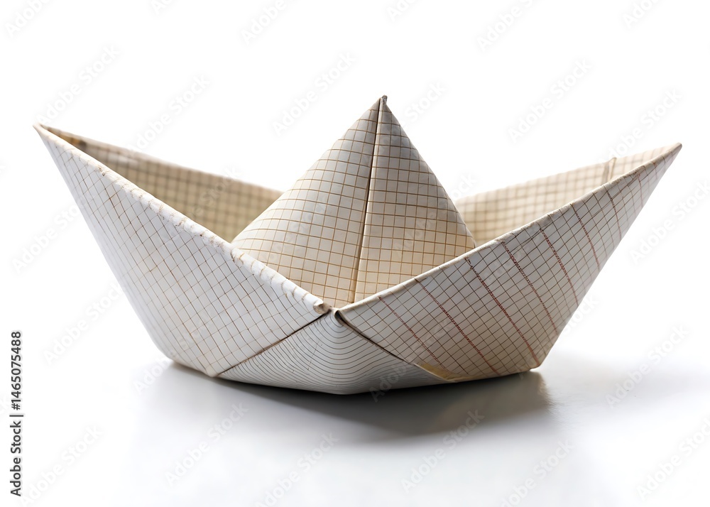 Obraz premium Paper boat made of paper isolated on white background