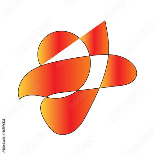 Abstract Red and Orange Ribbon Shape