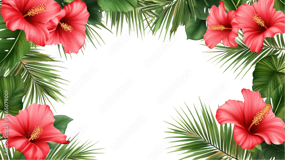 Tropical Hibiscus Flowers Frame Tropical Hibiscus Flowers Frame