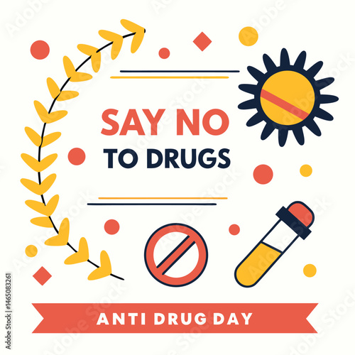 Anti Drug day vector illustration.
