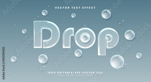 Drop 3d editable text effect Template Suitable for Bubble background
