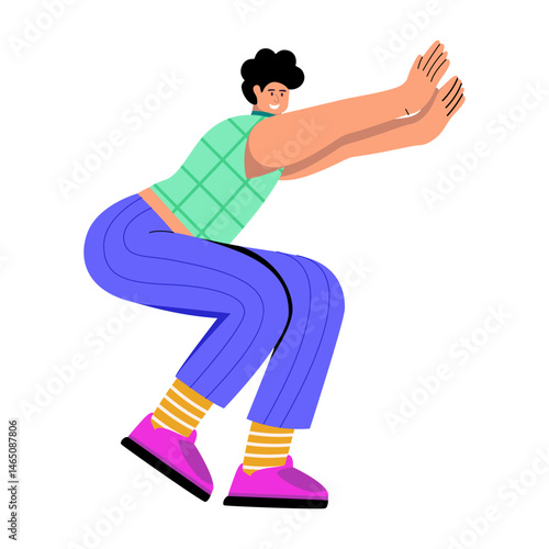 A flat style illustration showing a character doing anaerobic exercise