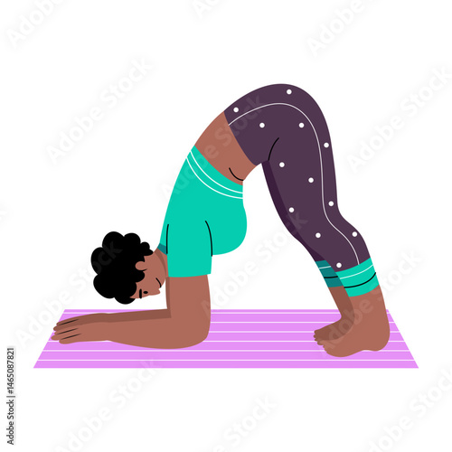 A flat style illustration showing a character doing cat pose