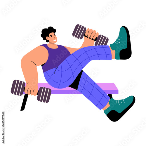 A flat style illustration showing a character doing hip thrust exercise
