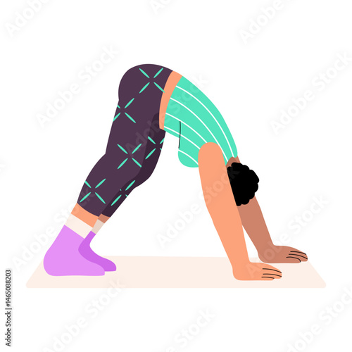 A flat style illustration showing a character doing yoga position