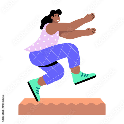 A flat style illustration showing a character doing exercise