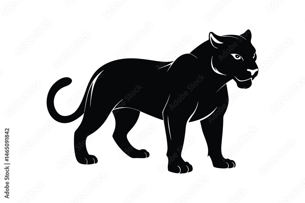 Obraz premium Wild animal black panther silhouette vector illustration isolated on a white background