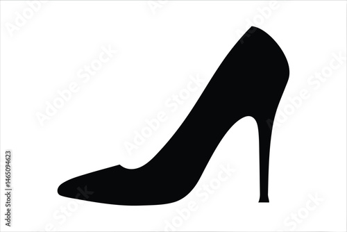 high heel silhouette vector, woman high heel icon, shoe high heel black silhouette