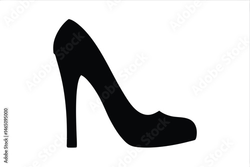 high heel silhouette vector, woman high heel icon, shoe high heel black silhouette