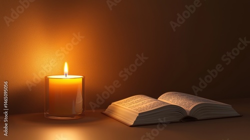 Wallpaper Mural Soft-lit evening corner with book, candle, and journal for self-reflection
 Torontodigital.ca