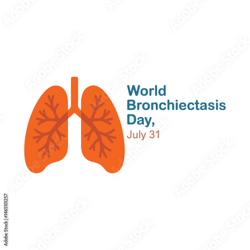 Illustration for world bronchiectasis day highlighting healthy lungs anatomy and disease awareness promotion
