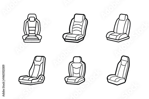 car seat line art vector illustration
