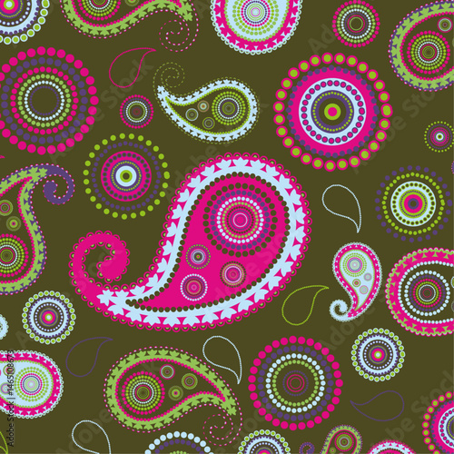 Pattern with colorful textured paisley elements. seamless paisley pattern. Print for home textile, women's wear, scrapbook paper