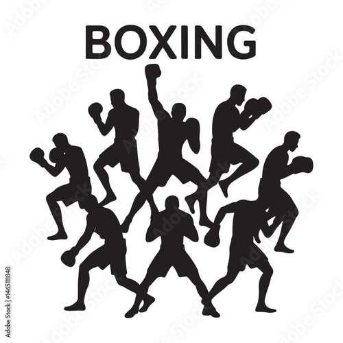 boxing silhouette icons in different fighting poses, ideal for sports, fitness, and boxing-related content.
