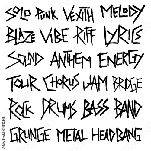 Grunge Band Name Collection Hand Draw