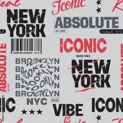 Seamless abstract pattern in new york style. . Grunge geometric pattern for girls, boys, fashion textile, sport clothes. Urban modern design