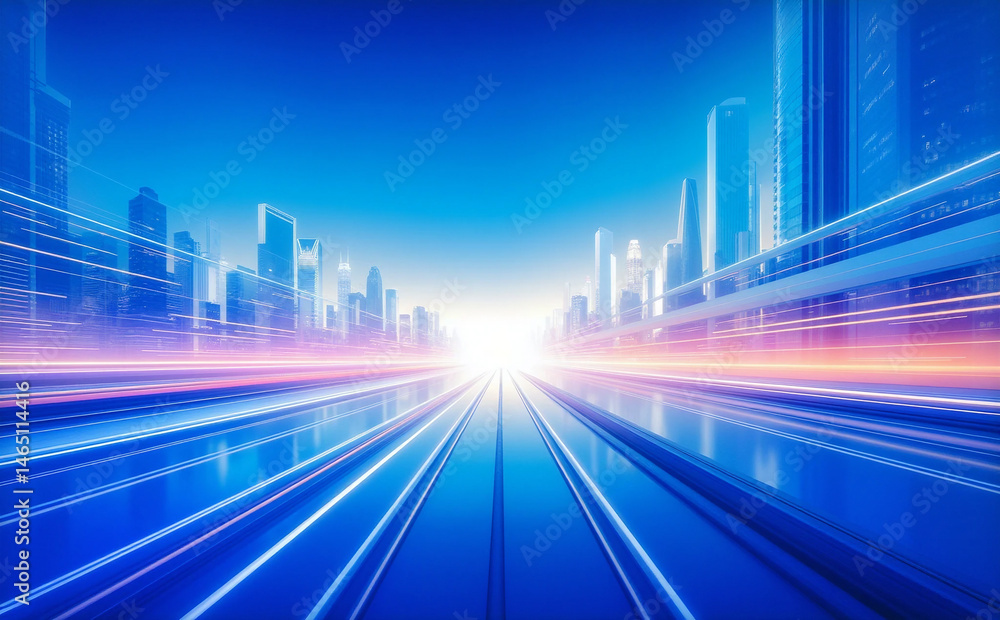 Obraz premium Blue gradient abstract future technological city