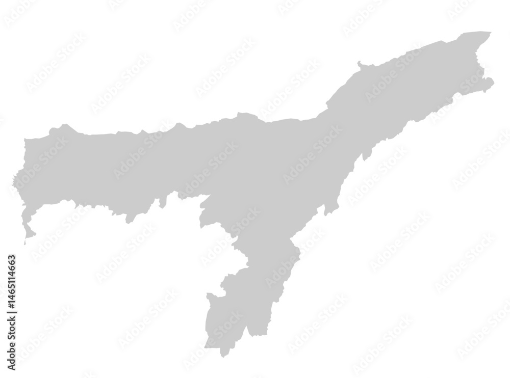 Fototapeta premium Gray Map of Assam, India