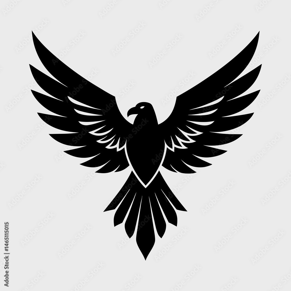 Fototapeta premium Minimal Vector Silhouette of a Flying Eagle Vector Illustration