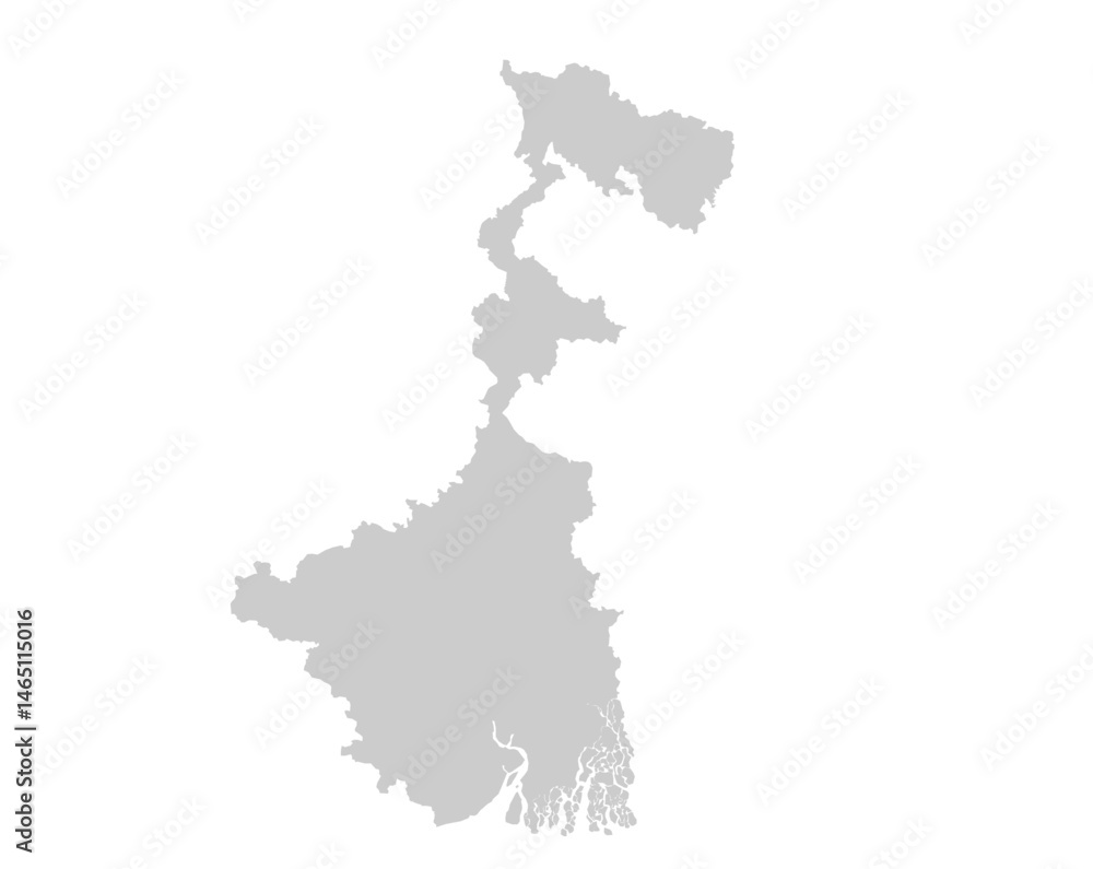 Fototapeta premium Gray Map of West Bengal ,India