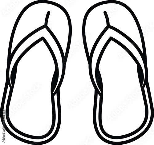 beach sandals icon line art vector illustration