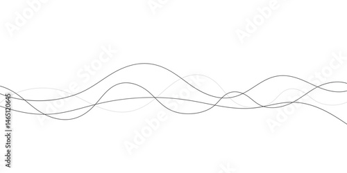 A minimalist abstract image featuring multiple, interwoven, wavy lines in varying thicknesses and dashed patterns.	