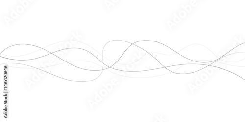 A minimalist abstract image featuring multiple, interwoven, wavy lines in varying thicknesses and dashed patterns.	