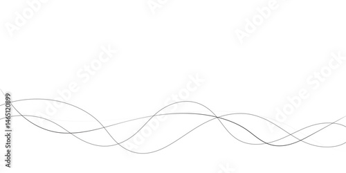 A minimalist abstract image featuring multiple, interwoven, wavy lines in varying thicknesses and dashed patterns.	