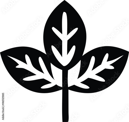 A natural floral design element presents a vector illustration of a marijuana leaf icon, symbolizing cannabis in a simple, artistic style