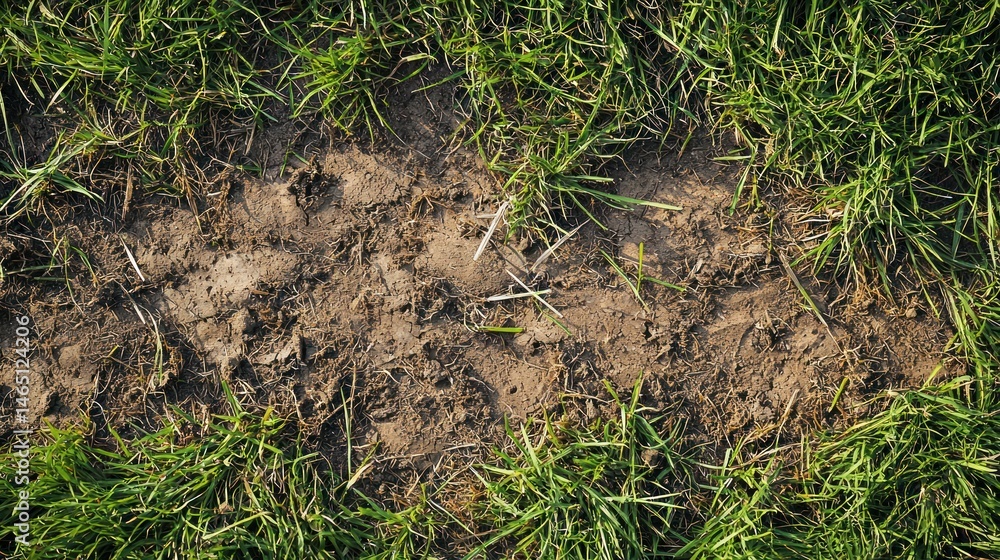 A brown patch of grass showing signs of pest damage A brown patch of grass showing signs of pest damage