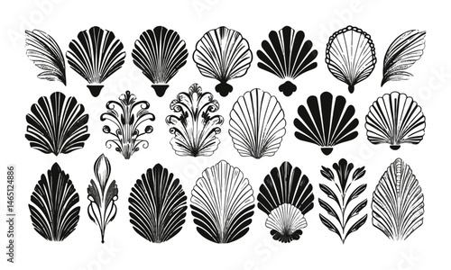 A modern vector illustration featuring a collection of decorative Art Deco motifs, easily scalable and editable.