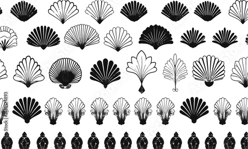 A modern vector illustration featuring a collection of decorative Art Deco motifs, easily scalable and editable.