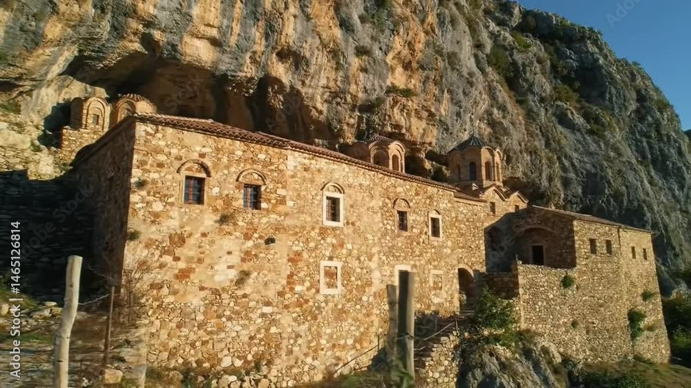 Ancient Monastery Nestled in a Mountain Cave Ancient Monastery Nestled in a Mountain Cave