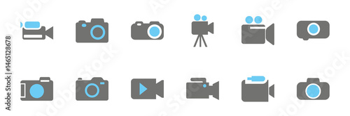 Photo and video camera icon vector. Camera icon set. Photo camera in flat style. Vector illustration eps 10