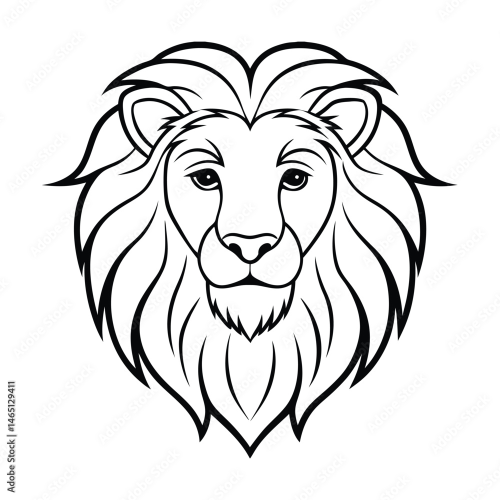 Obraz premium lion head line art vector art silhouette