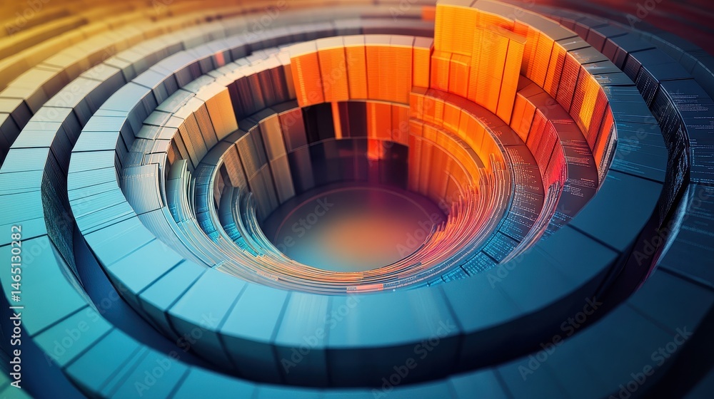 Fototapeta premium Creative circle chart with folded layers, [business data visual], [symbolizing depth and complexity in information]