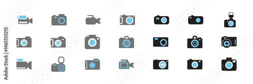 Photo and video camera icon vector. Camera icon set. Photo camera in flat style. Vector illustration eps 10