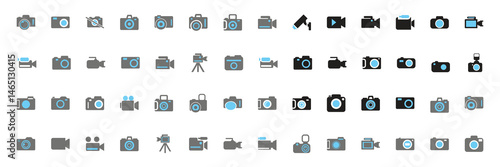 Photo and video camera icon vector. Camera icon set. Photo camera in flat style. Vector illustration eps 10