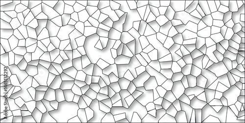 Abstract black and white cell-like structure pattern with shadow effects repeating across the background for digital design projects
