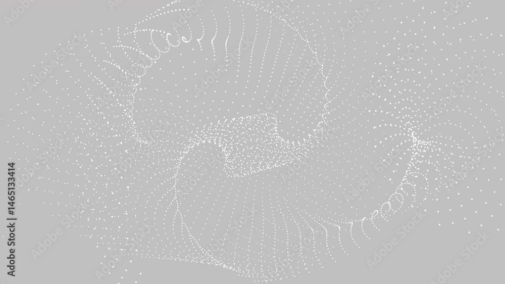 Silver abstract gradient creates a gray background with white dots forming a pattern.
