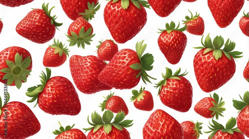Fresh Ripe Strawberries Scattered on White Background – Vibrant Fruit Composition Fresh Ripe Strawberries Scattered on White Background – Vibrant Fruit Composition
