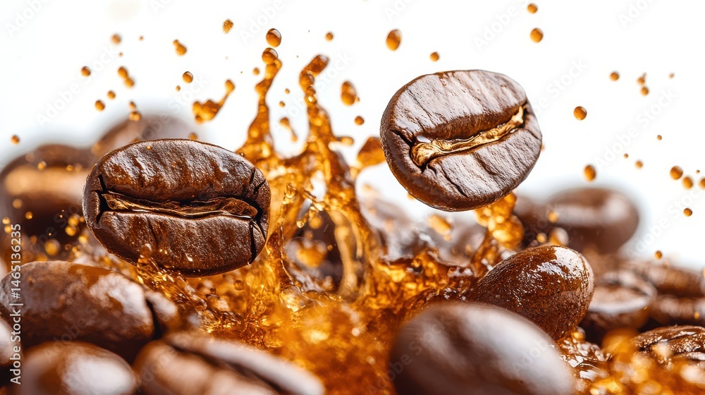 Coffee bean explosion splash isolated on transparent background Coffee bean explosion splash isolated on transparent background